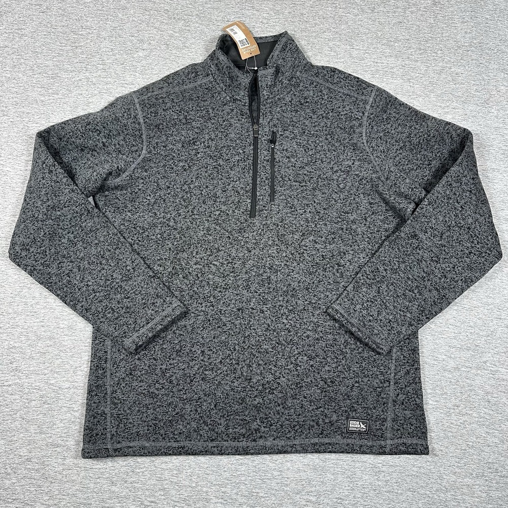 Eddie Bauer Pullover Mens XLT Gray Convector 2.0 Fleece 1/4 Zip Outdoor NEW